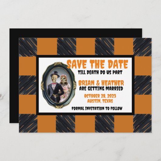 Invitation Octobre Mariage Halloween Enregistrer La Date (Devant / Derrière)