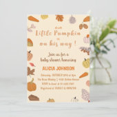 Invitation Octobre Orange Citrouille baby shower Halloween (Debout devant)