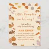 Invitation Octobre Orange Citrouille baby shower Halloween (Devant / Derrière)