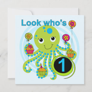 Invitation Octopus 1er Anniversaire T-shirts et cadeaux
