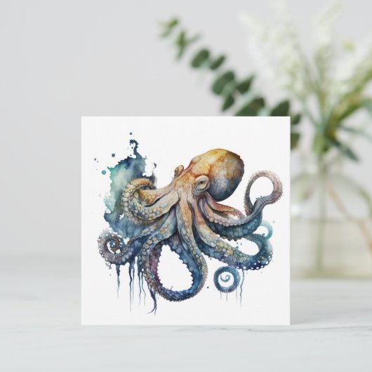 Invitation Octopus aquarelle (Debout devant)