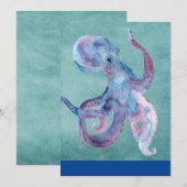 Invitation Octopus aquarelle (Devant / Derrière)