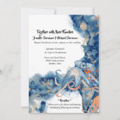 Invitation Octopus aquarelle plage mariage la vie côtière (Devant)