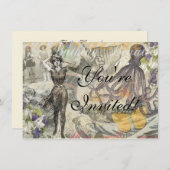 Invitation Octopus Beach Antique Côte Steampunk (Devant / Derrière)