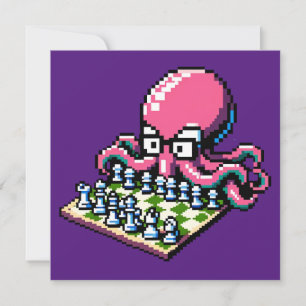 Invitation Octopus Maître d'échecs - Drôle stratégie Pixel Ar