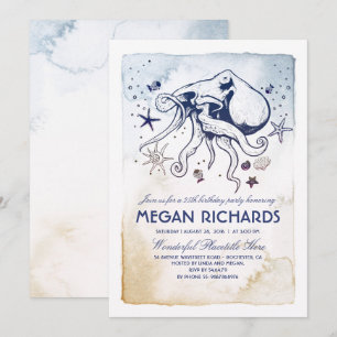 Invitation Octopus Nautical - Sous la fête d'anniversaire de 