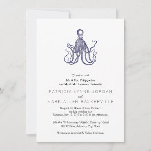 Invitation Octopus texturé vintage