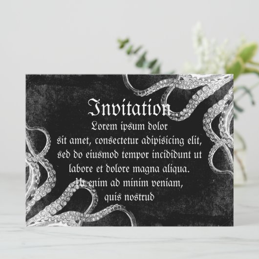 Invitation Octopus vintage foncé (Debout devant)