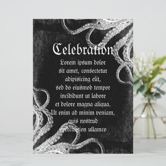Invitation Octopus vintage foncé (Debout devant)