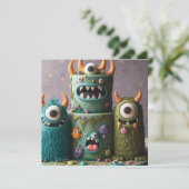 INVITATION ODDBALL COMIQUE KOOKY MONSTER CAKE ANNIVERSAIRE (Debout devant)