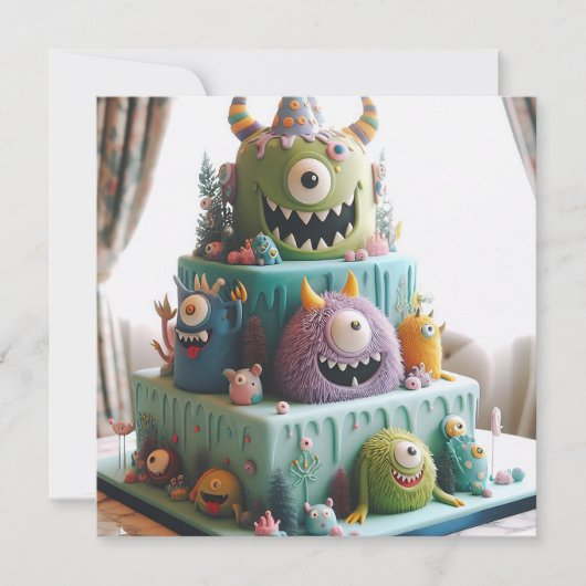 INVITATION ODDBALL KOOKY CRAZY MONSTER CAKE ANNIVERSAIRE (Devant)