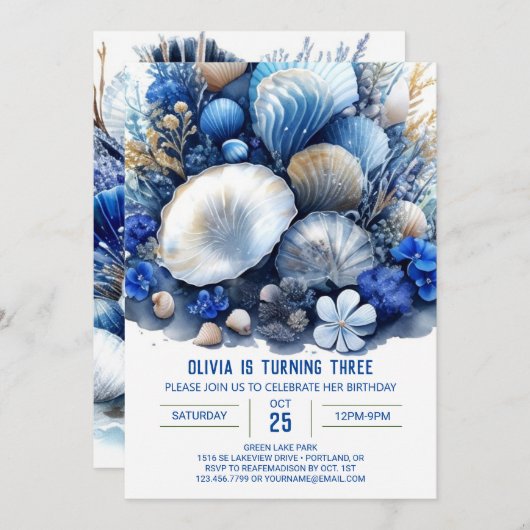 Invitation Odyssée océanique Boy Anniversaire (Devant / Derrière)