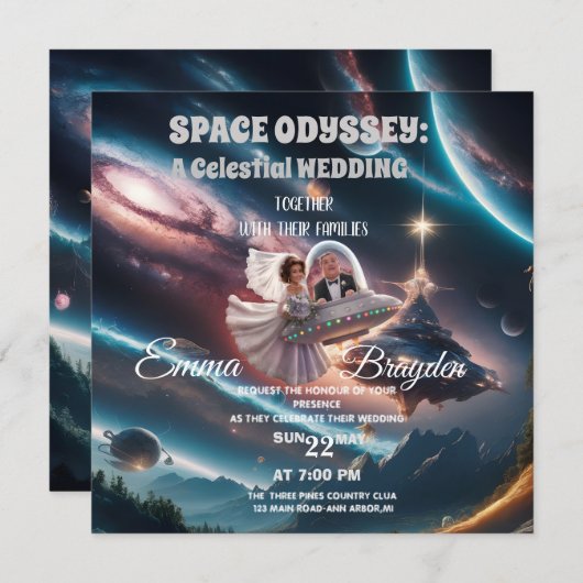 INVITATION ODYSSEY DE L'ESPACE : UN MARIAGE CÉLESTE (Devant / Derrière)