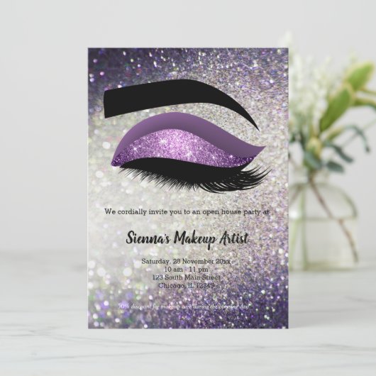 Invitation Oeil de cils violets (Debout devant)