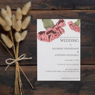 Invitation Oeillets roses Moderne Floral Personnalisé