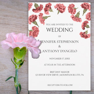 Invitation Oeillets roses Moderne Floral Personnalisé