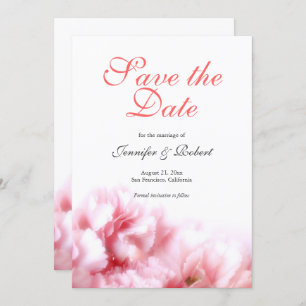 Invitation Oeillets roses romantiques Sauvez la date