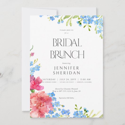 Invitation Oeillets rustiques et Oubliez-moi non Brunch nupti (Devant)