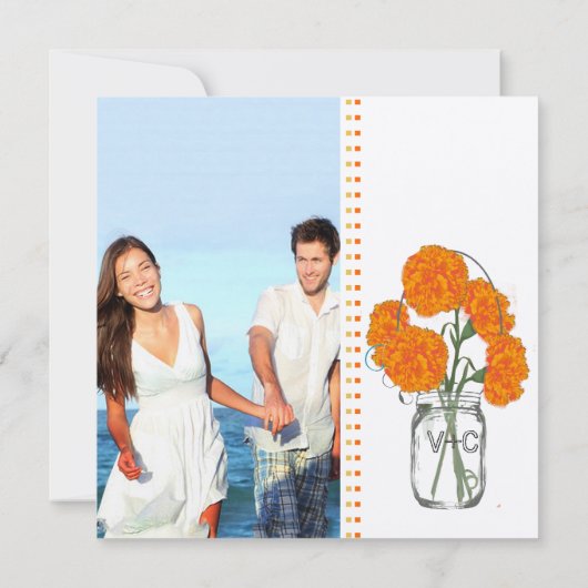 Invitation Oeillets rustiques Mason Jar Mint, Jaunes et Corau (Dos)