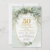 Invitation Oeucalyptus vert opulent 50e anniversaire (Devant)