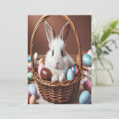 Invitation Oeuf au chocolat de lapin de Pâques (Debout devant)