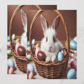 Invitation Oeuf au chocolat de lapin de Pâques (Devant / Derrière)