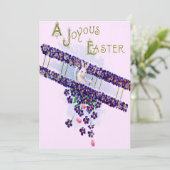 Invitation Oeuf coloré de lapin de Pâques (Debout devant)