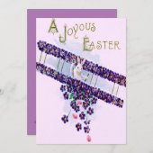 Invitation Oeuf coloré de lapin de Pâques (Devant / Derrière)