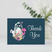 Invitation Oeuf dans un panier avec Flamant rose et Merci lap (Debout devant)