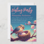 Invitation Oeuf de nid de la fête de nidification Bleu rose f (Devant)