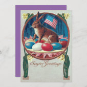 Invitation Oeuf de Pâques couleur lapin drapeau américain (Devant / Derrière)