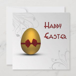 Invitation OEuf de Pâques doré avec Motif de fleurs de cou