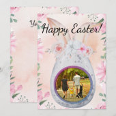 Invitation Œuf de Pâques en argent avec photo (Devant / Derrière)