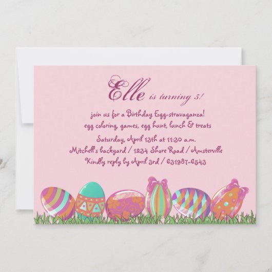 Invitation Oeuf de pâques mars, fête d'anniversaire de (Devant)