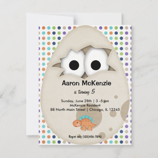 Invitation Oeuf Dinosaure (Devant)