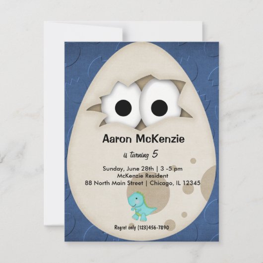 Invitation Oeuf Dinosaure (Devant)