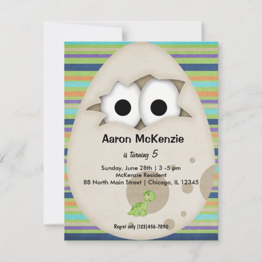 Invitation Oeuf Dinosaure (Devant)