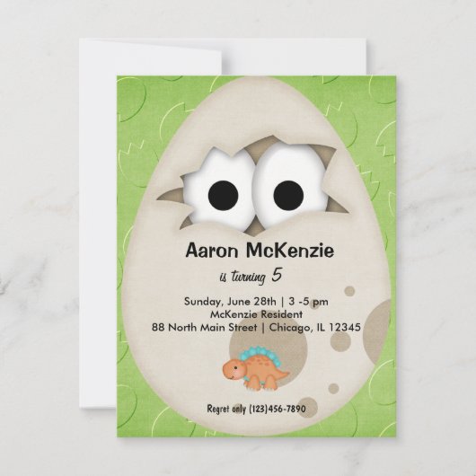 Invitation Oeuf Dinosaure (Devant)