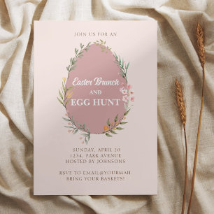 Invitation Oeuf floral mou Pâques Brunch Chasse aux oeufs Inv