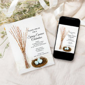 Invitation Œufs dans un nid d'oiseau rustique Célébration de 