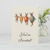 Invitation Oeufs dansants lapins de Pâques (Debout devant)