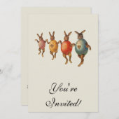 Invitation Oeufs dansants lapins de Pâques (Devant / Derrière)