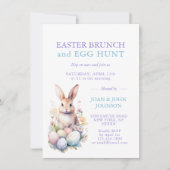 Invitation OEufs d'aquarelle de lapin Pâques BRUNCH & CHASSE (Devant)