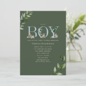 Invitation OEufs de lapin de Pâques Baby shower Garçon vert (Debout devant)