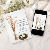 Invitation OEufs de nid d'oiseaux rustiques Dîner de Pâques