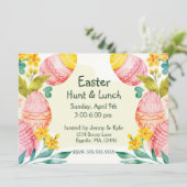 Invitation Œufs de Pâques à l'aquarelle Pâques (Debout devant)