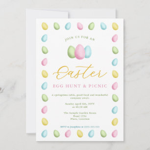 Invitation Œufs de Pâques à l'aquarelle pastel Pique-nique de