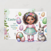 Invitation Oeufs de Pâques Black Girl Bunny Aquarelle (Devant / Derrière)