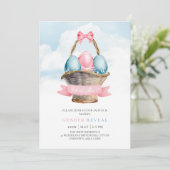 Invitation OEufs de Pâques bleus et roses Révélation de genre (Debout devant)