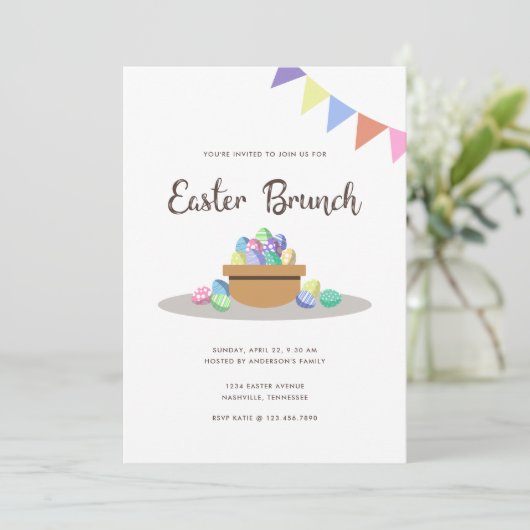 Invitation Oeufs de Pâques de Fiesta modernes (Debout devant)